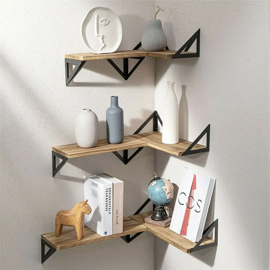 3 Tiers Wall Floating Shelf Set Book Display Storage Rack