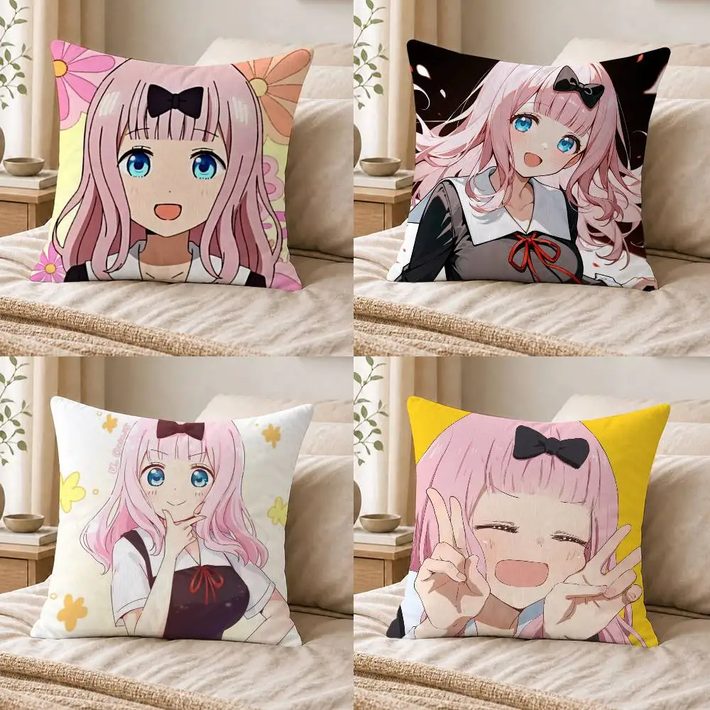 C-Chika Fujiwara Double-sided Printed Square Decorative Cushion Cover for Sofa Living Room Home Decor