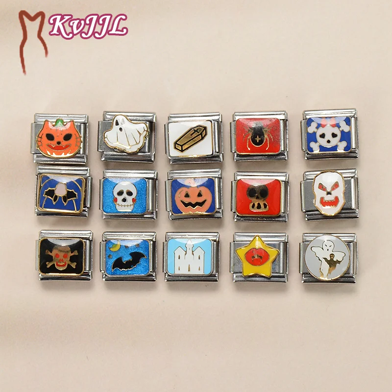 سحر الإيطالية سلسلة سوار هالوين نمط الخرز اليقطين شبح الخفافيش العنكبوت سحر صنع DIY مجوهرات زوجين الهدايا #6