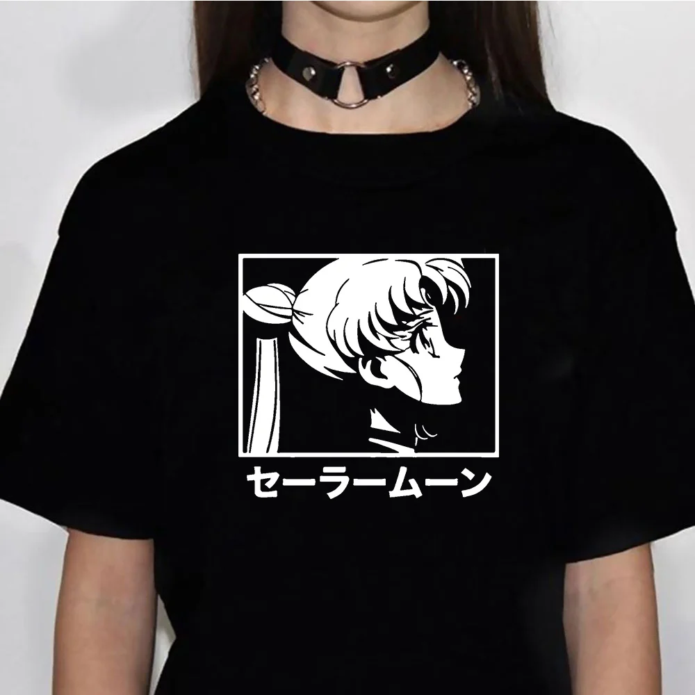 80s Moon Cat Tee women Y2K anime funny t shirt female y2k comic Japanese clothes