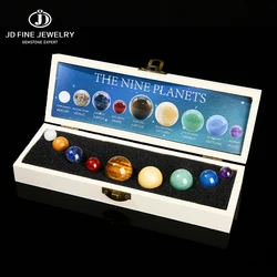 Natural Crystal 9 Planets Ball Solar Sun System Rock Quartz Stones Beads Healing Reiki Chakra Energy Sphere Galaxy Box Model