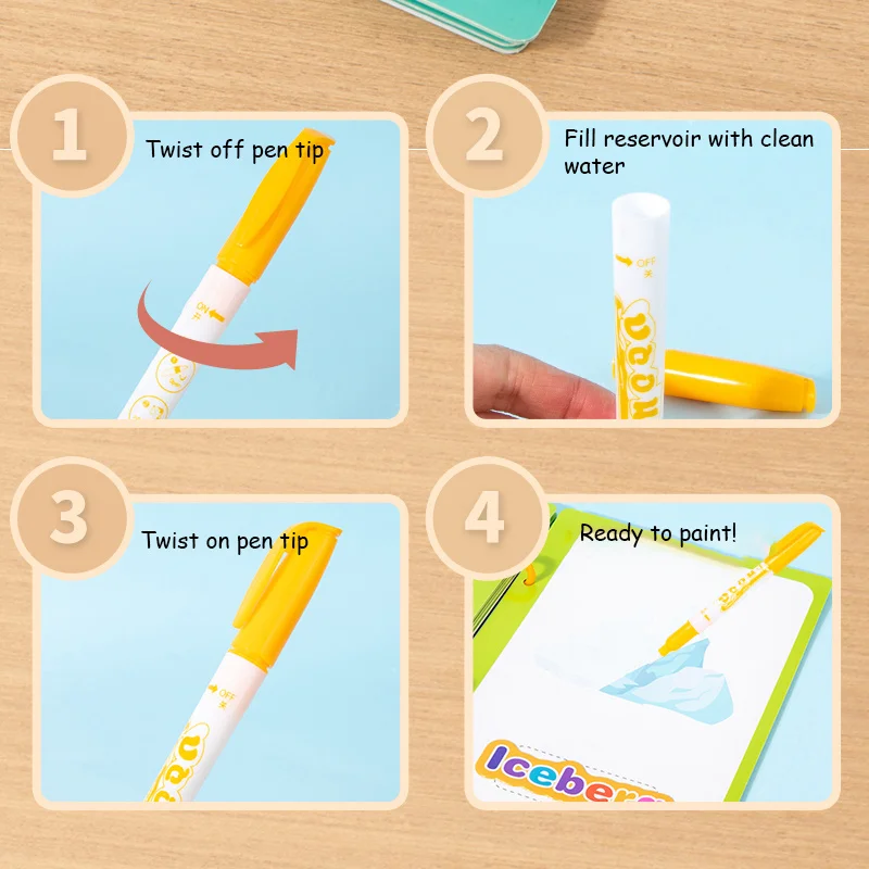 Livre d'eau d'autocollant de bulle réutilisable pour les enfants, ensemble d'art de gribouillage de Cognition correspondant, jouet éducatif d'apprentissage précoce