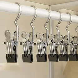 5pcs Stainless Steel Clothespins Laundry Clothes Pegs with Hook Portable Hanging Clothes Clip Wardrobe Clothes Organizer Hanger