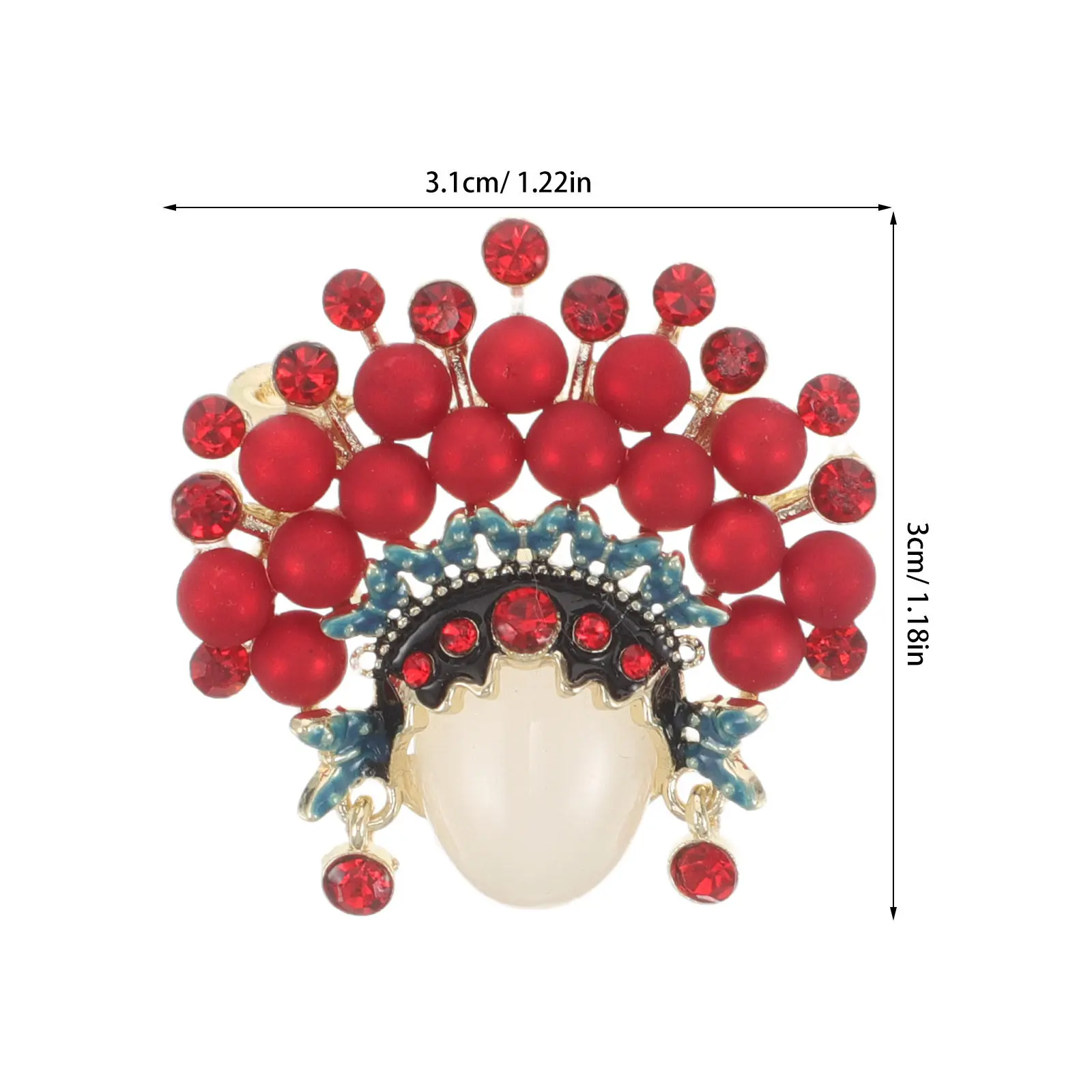 Chinese Style Brooch Pin Red Peking Opera Flower Cardigan Clip Coat Pin Scarf Clip Women Brooch Accessories Decorative Brooches