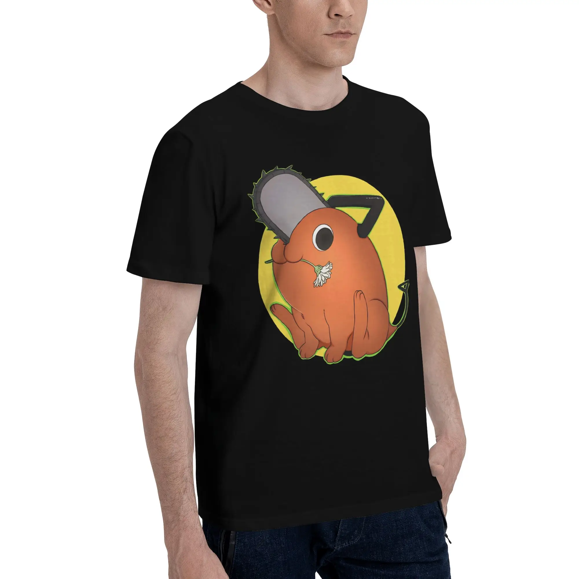 Doodle Cute   Funny 100% Cotton T-Shirt Bandai Chainsaw Man Tops Tees For Men