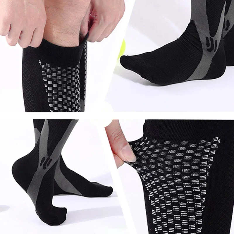 Calcetines de compresión doble para hombre y mujer, medias médicas para venas varicosas, Diabetes, hinchazón, gimnasio, correr, ciclismo, al aire