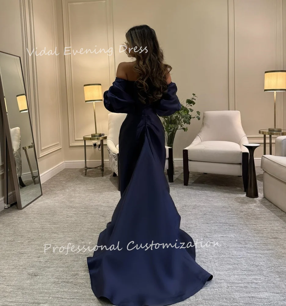 Vindal Evening dresses Satin Sleevelss Strapless Pleat Mermaid Elegance Plain Floor-Length Modern-style High-Quality For Woman