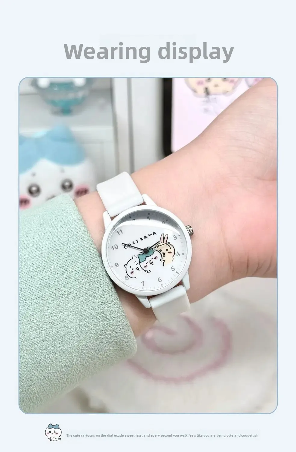 Silent Quartz Watch Chiikawa Anime Cute Cartoon Students Exam Middle High School Girls Gift Waterproof Lightweight Portable