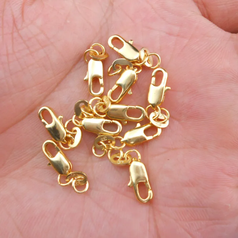 2/10/20/50/100Pcs Gold Plated Universal Basic ทองแดง Lobster Clasp สร้อยข้อมือสร้อยข้อมือเครื่องประดับทำขายส่ง18*5มม.