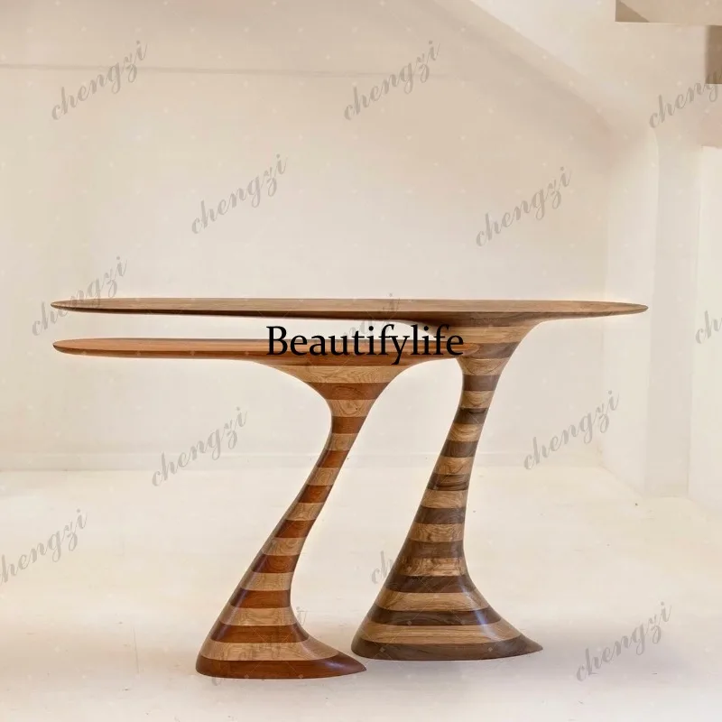 Modern light luxury Xuanguantai solid wood zebra pattern living room decorative table art ornament storage table