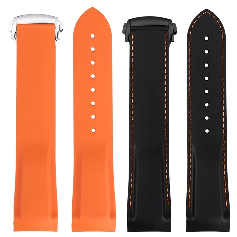 สําหรับ Omega ใหม่ Seahorse 300 Supermaster Ocean Universe 600 Quarter สีส้มนาฬิกาซิลิโคนกันน้ําพร้อมหัวเข็มขัดพับชาย