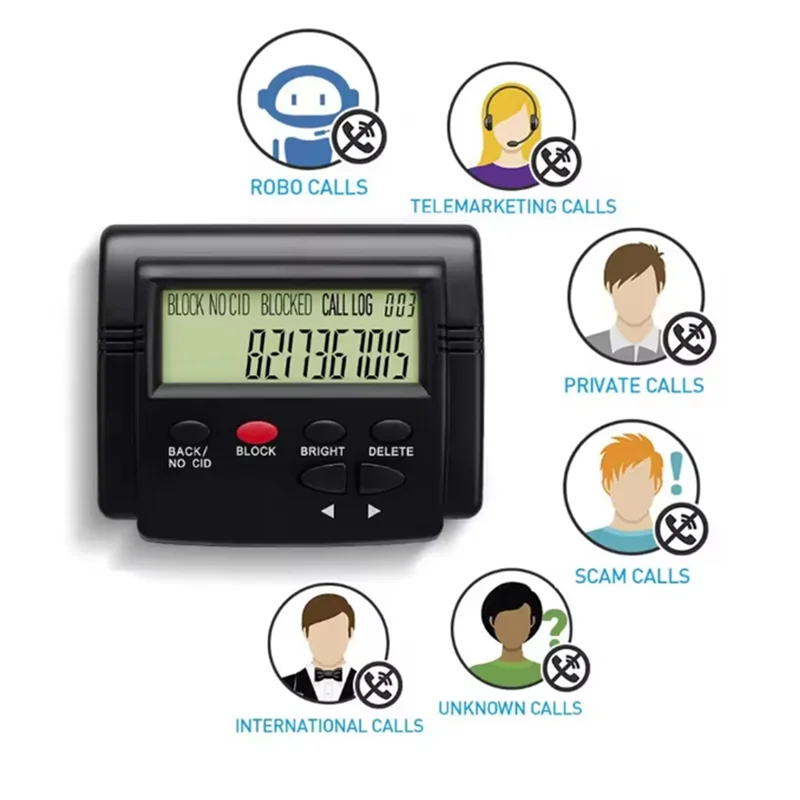 -ABGQ هاتف مانع المكالمات للهواتف الأرضية 2000 صندوق معرف المتصل حجب عدد مكالمات Robocalls Nuisance غير المرغوب فيها #4