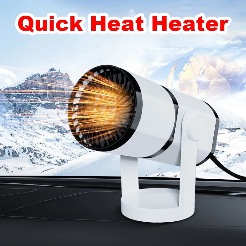 Car Heater 12V 150W Auto Portable Heating Fan With Swing-Out Handle Windscreen Defroster Dashboard Driving Demister