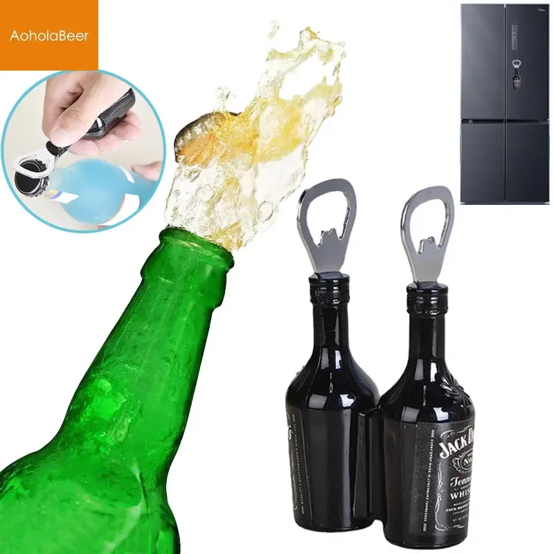 Bar Decoration Mini Bottle Opener Magnet for Refrigerator Creative Wall Hanging Acrylic Iron Beer Opener Tools Kitchen Gadgets