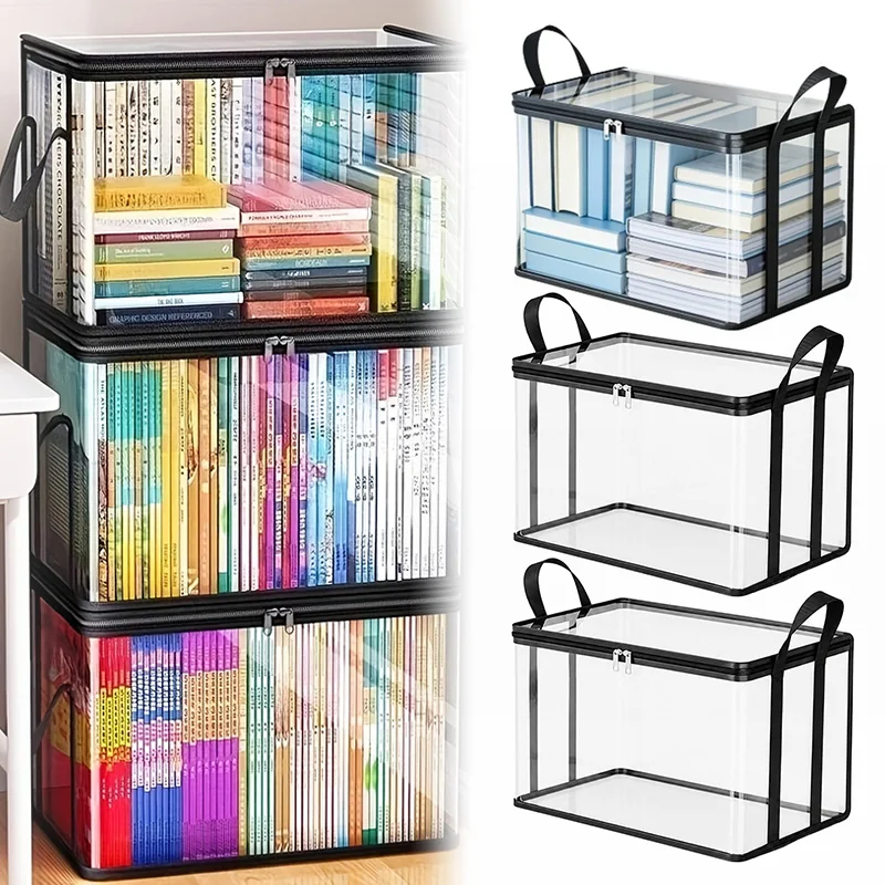 4PCS/Pack Dustproof Clear Foldable Book Storage Bag Book Sorting Box for Classroom Student Desk Household Old Book Container ZYF