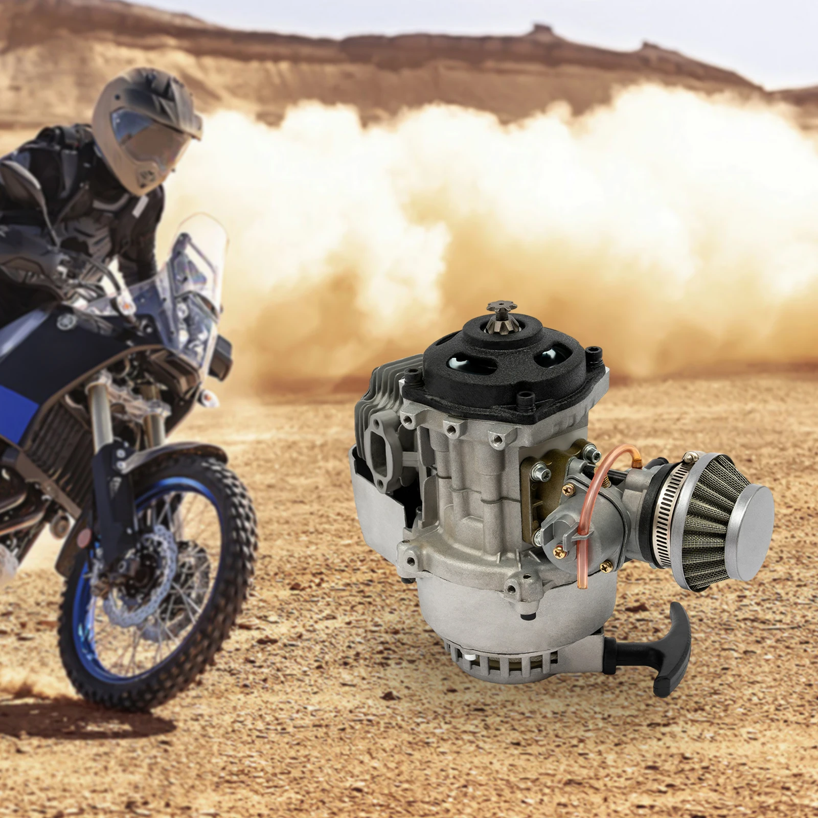 49CC 2 Stroke Pull Start Engine Motor Single Cylinder Air Cooled Engine for Mini Pocket Quad Dirt Bike Scooter ATV,