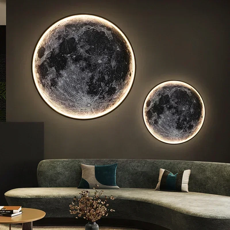 

Modern 3D Moon Led Wall Lamp Living Room Background Light Home Decor Lamparas Bedroom Bedside Lighting Corridor Sconce Luminaire