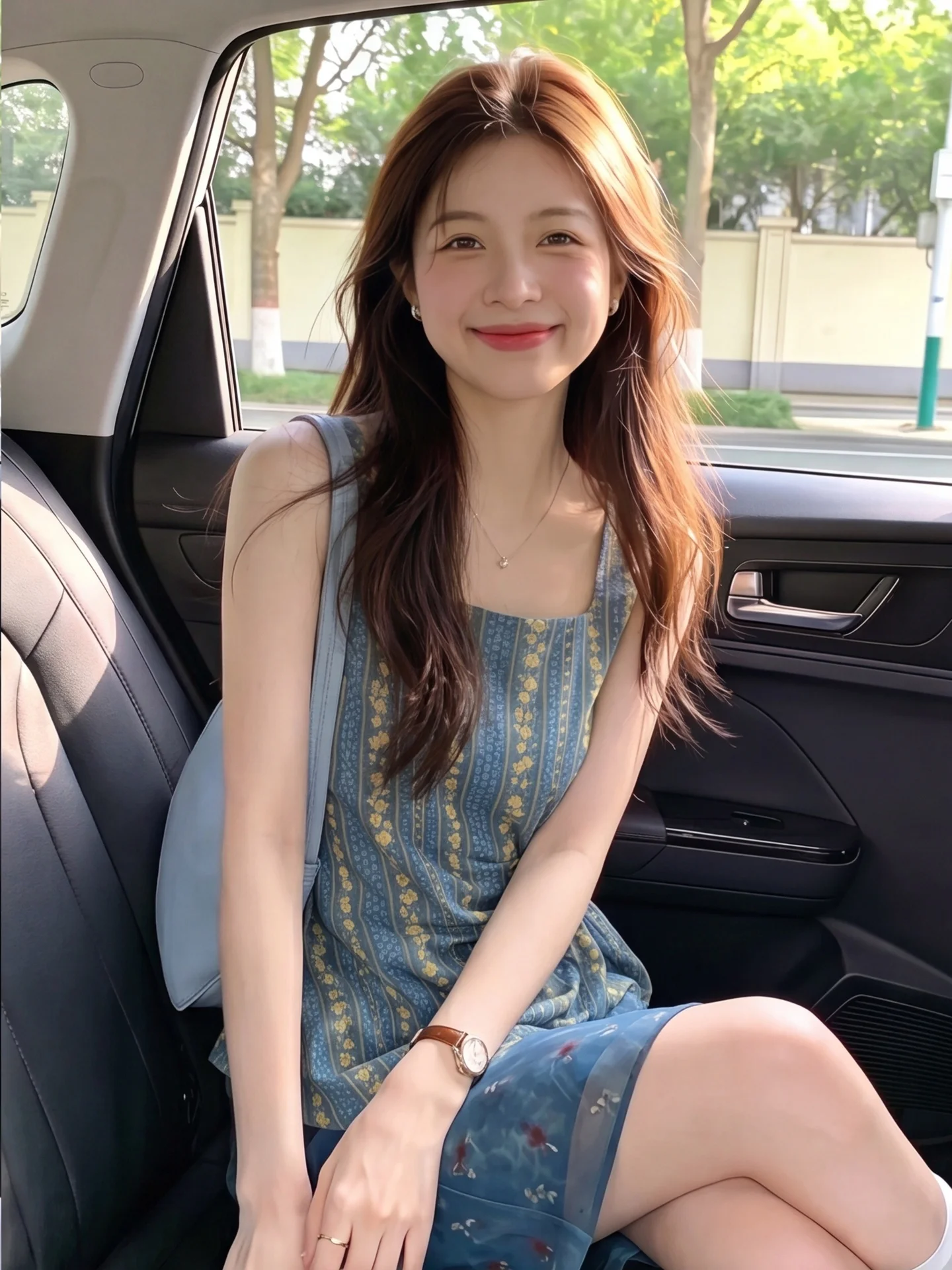Summer Outing Atmosphere Blue Print Strap Vest Women's Outerwear Inner Match Waist Inward Thin Sleeveless Top Breathable Ligh...