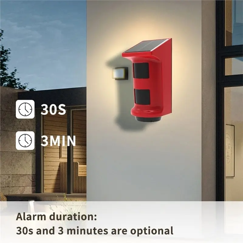 ABGI-Outdoor PIR Motion Detector Solar Powered Infrared Alarm-110Db Waterproof System Kit With Human Body Sensor