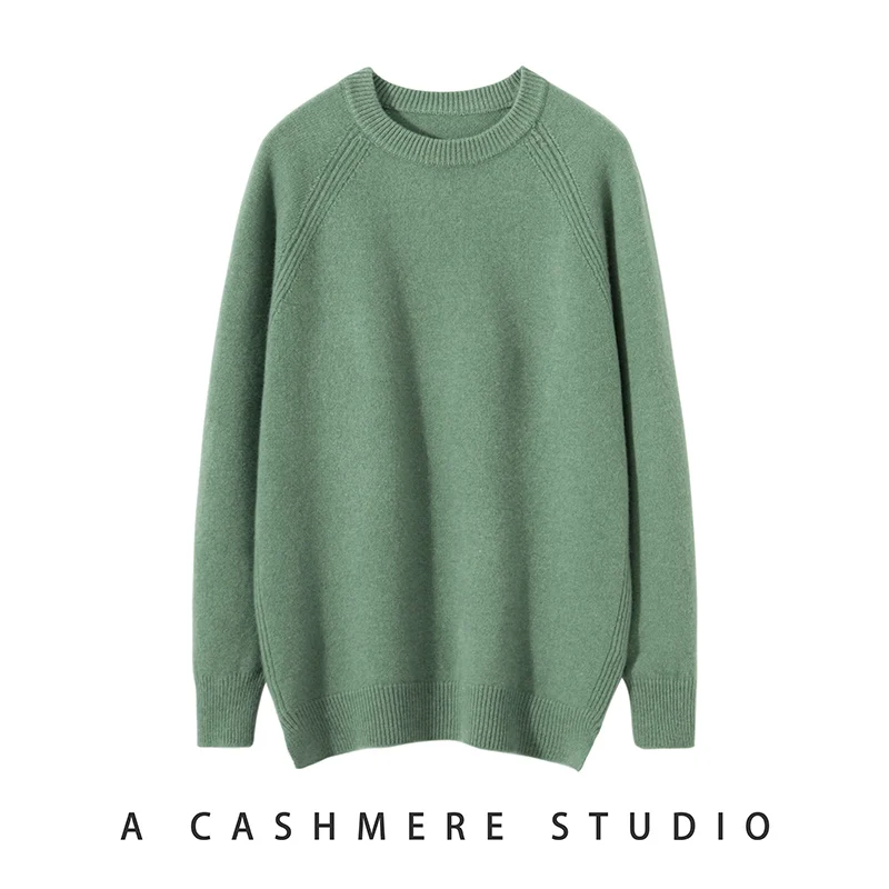 2025 Men's Sweater Pullover Long Sleeved Autumn Winter 100% Pure Wool Loose Round Neck Solid Thickened Warm Simple Casual Tops