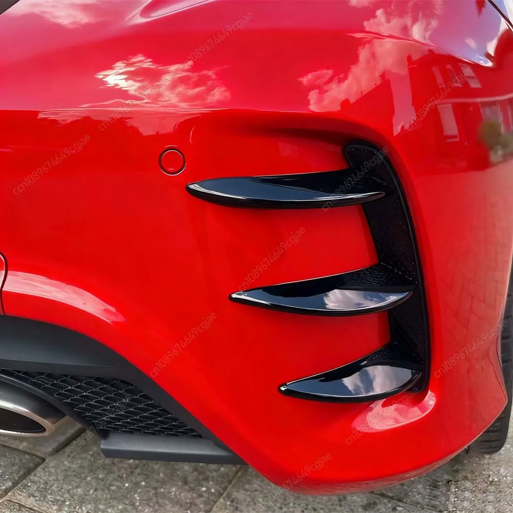 لمرسيدس بنز A-Class W176 A45 AMG Hatchback 2013 إلى 2018 طقم الجسم شفة ممتصة للصدمات الخلفية سبويلر الجانب Canards أسود لامع #3