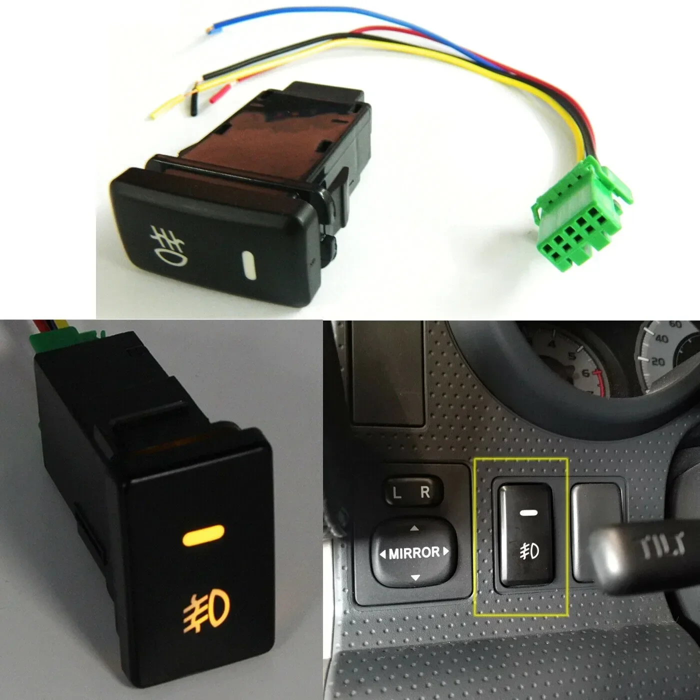 39mm Fog Lights Switch Car OEM Dual Push On Off Switches Button LED Lightbar For Toyota Auto Lamps Switch 1.54