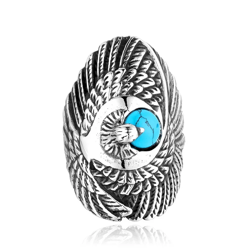

CHUANGCHENG Personalized Men's Stainless Steel Indian Eagle Jewel Ring Size 7-13