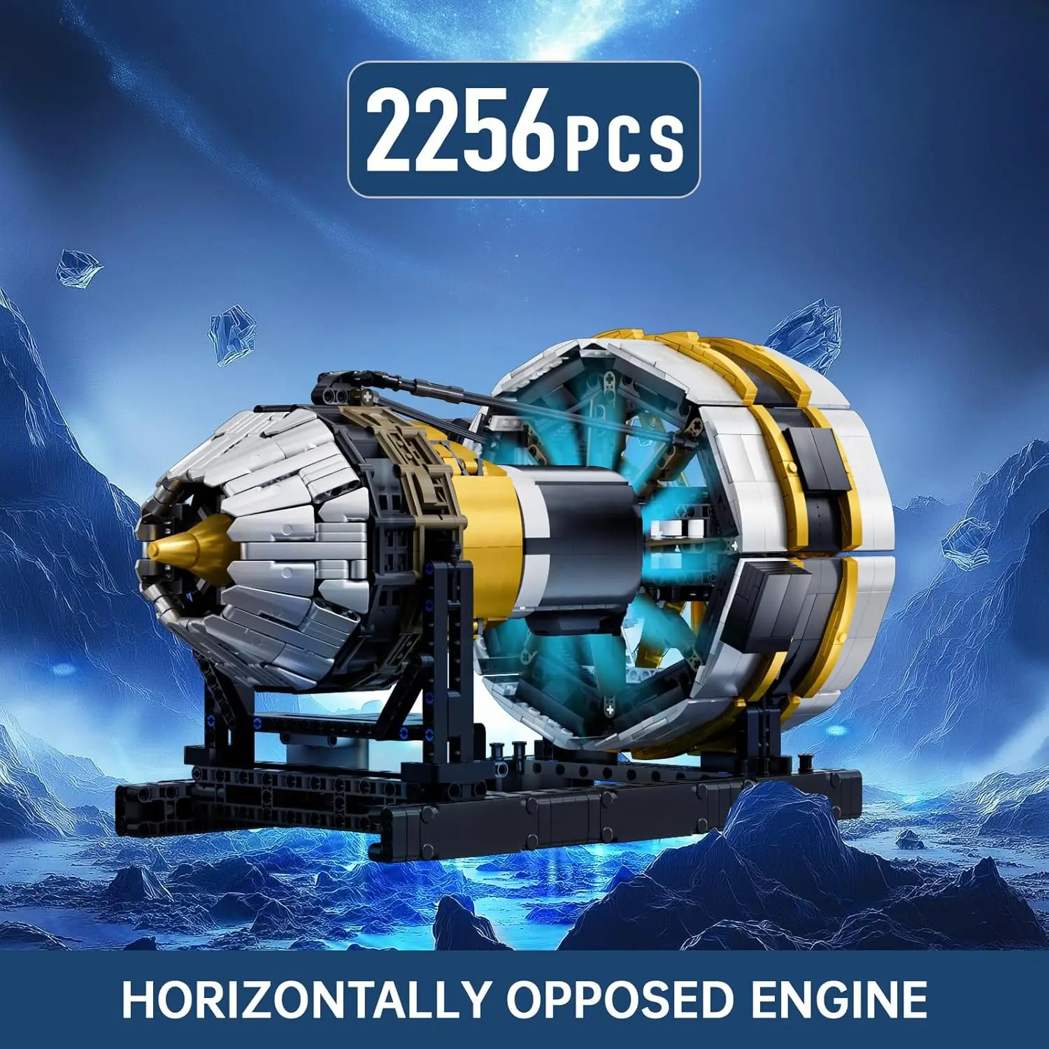 Aircraft Engine Toys Building Sets, Mini Engine Model with Motor, 10141 STEM DIY Project Building Kits, Collectible Birthday Blo