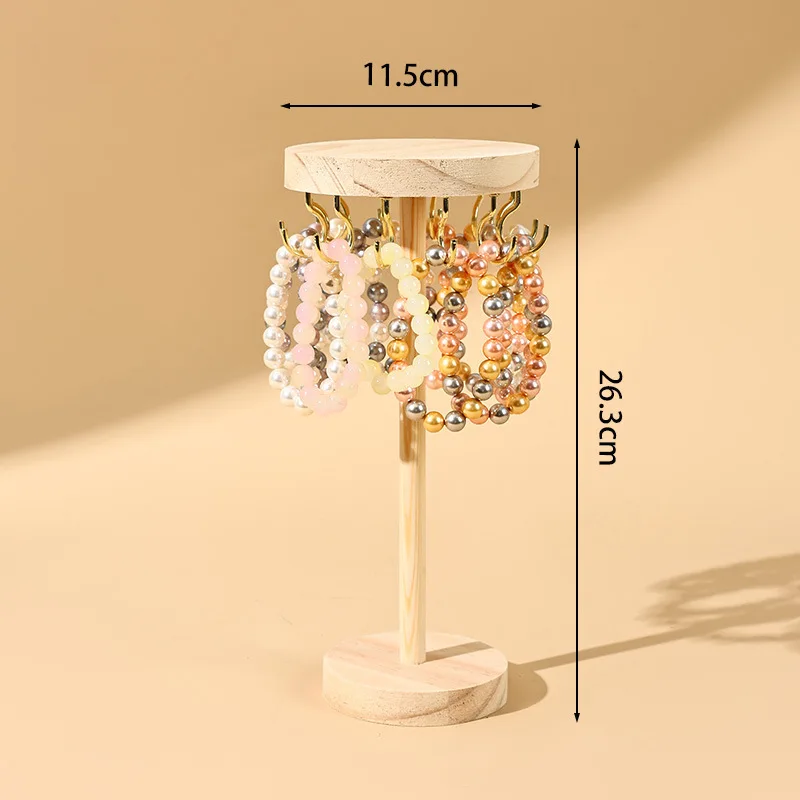 

New Wood Jewelry Display Stand Detachable Vertical Earrings Shelf Round Organizer Jewelry