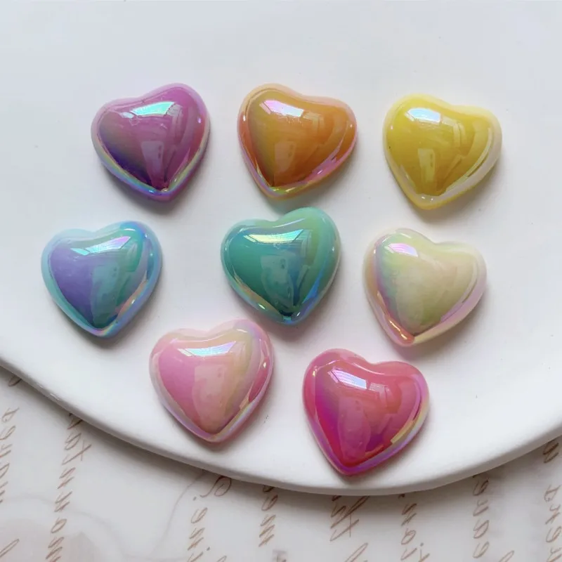WFFNNKC 10-20Pcs AB Color Love Heart Resin Patch Fashion Jewelry Making Accessories DIY Phone Cases Flatback Decal Wedding Decor