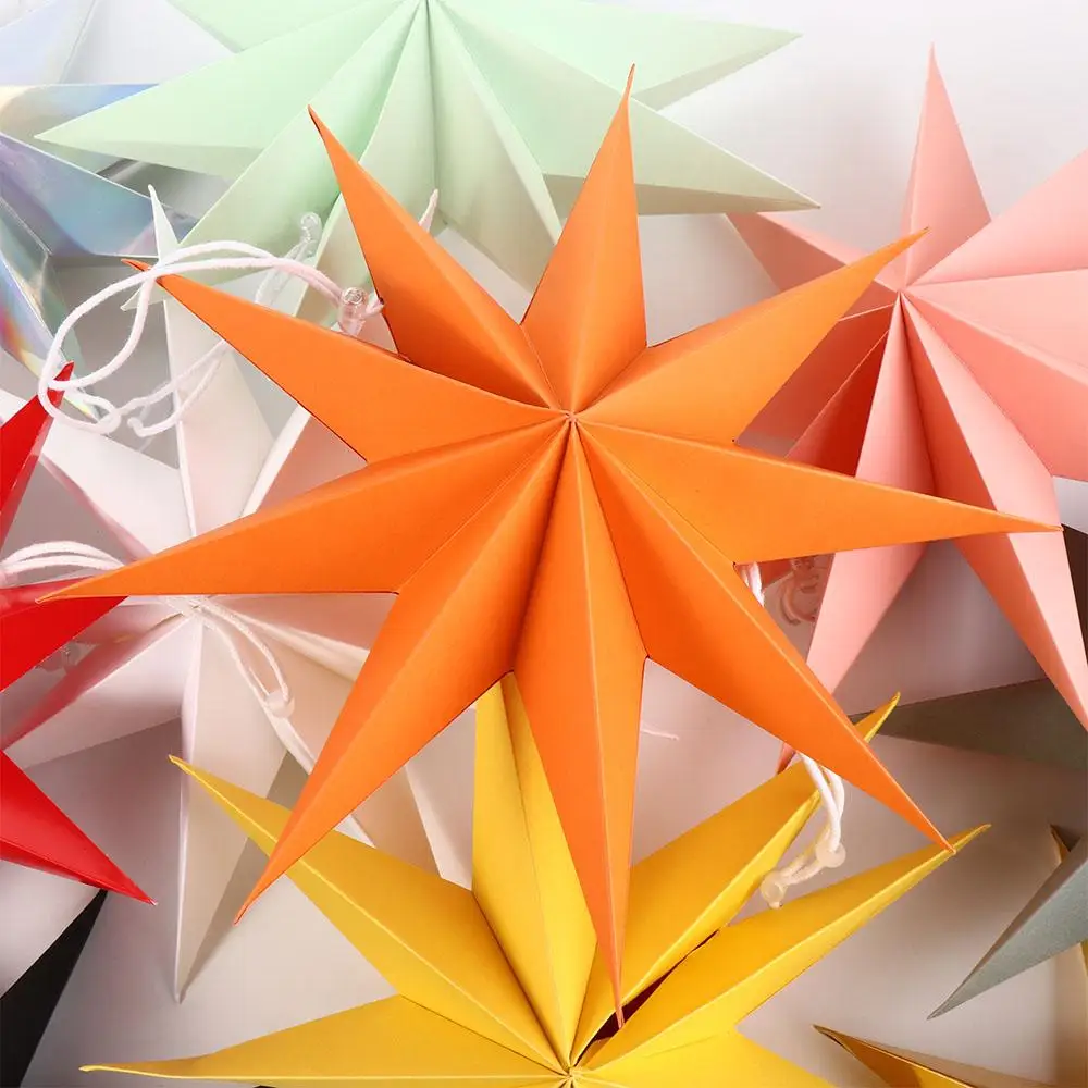 Photographic Props Reuseable Foldable Party Decor Paper Flower Crafts Hanging Paper Stars Hanging Ornaments