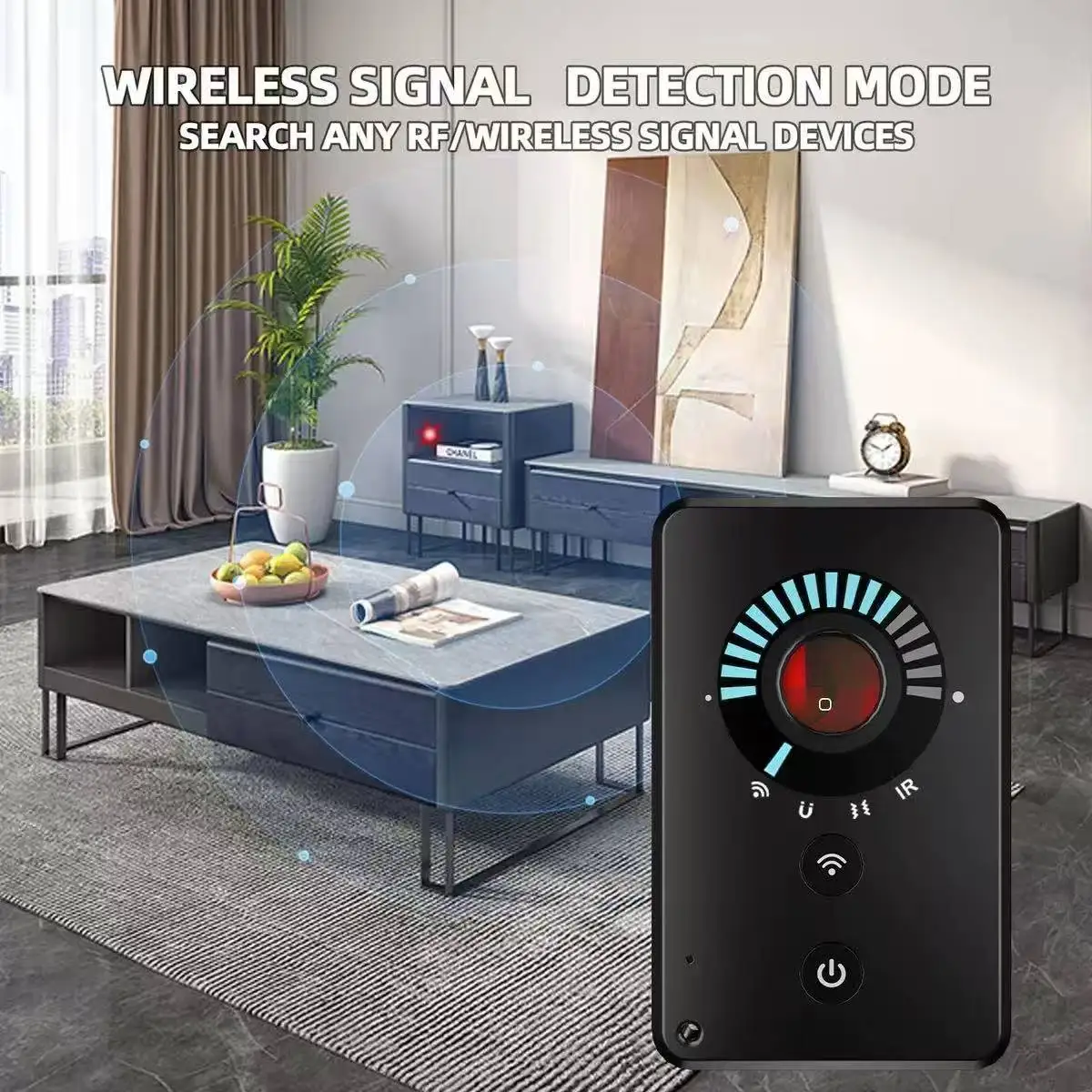 

Privacy Guard Camera Detector Hidden Camera/GPS Locator/Wireless Bug Detection Ultra-Thin 5.5mm,Vibration Alarm for Hotel/Travel