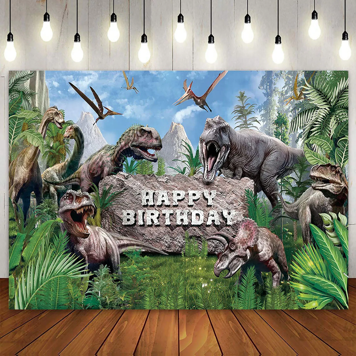 Jurassic Dinosaur World Tropical Jungle Photography Backdrop for Boy 1st First Happy Birthday Party Decoration Banner Background