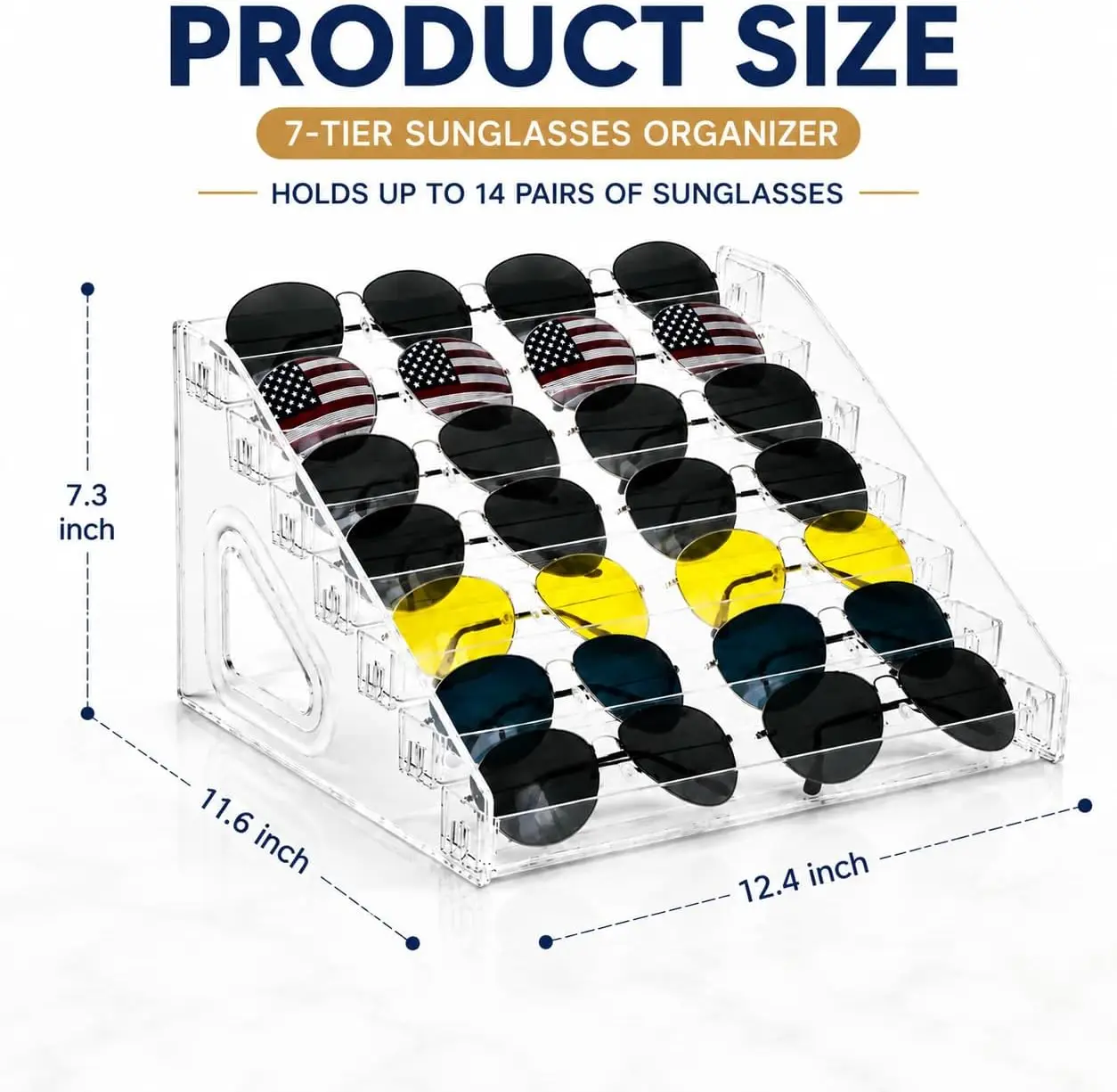 1pc 7-Tier Acrylic Eyeglass Display Stand,Snap-Fit Sunglasses Organizer Tray,Storage Holder for Reading Glasses & Collectibles