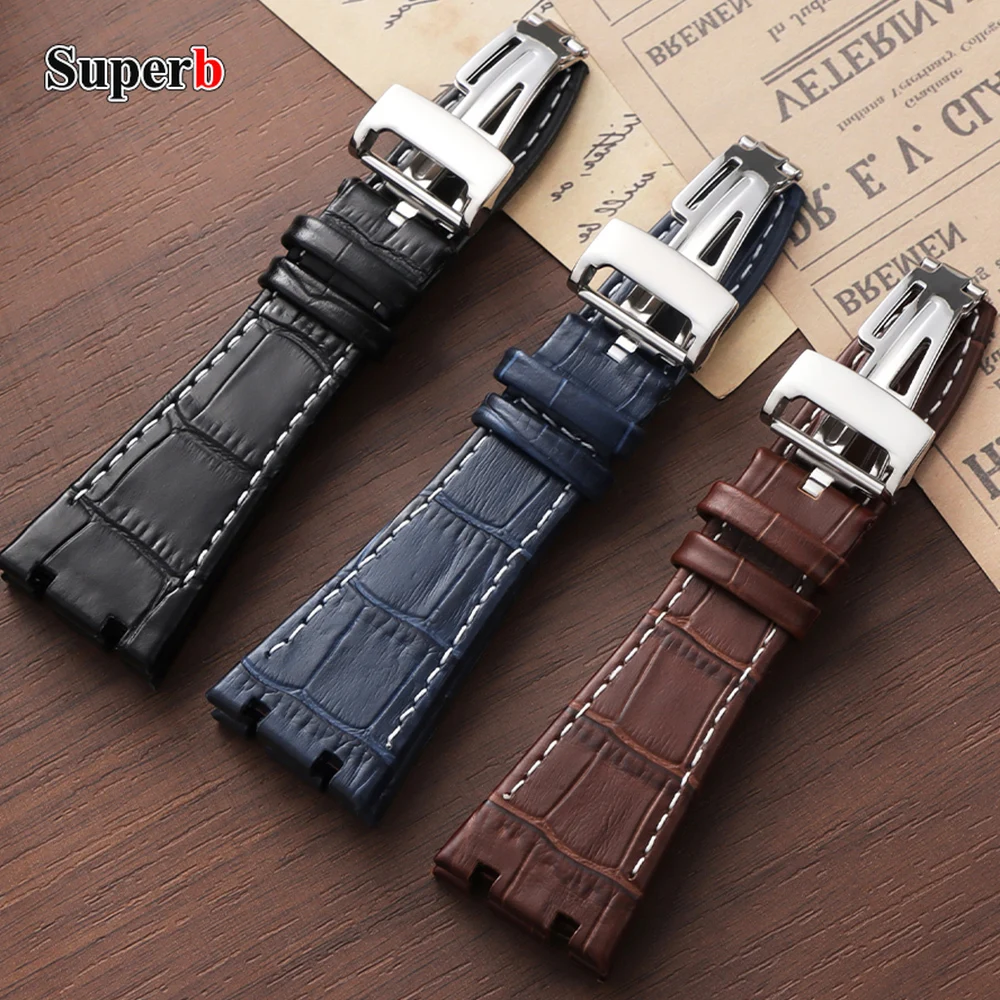 

Soft Cowhide Watch Strap Business for Audemars Piguet Royal Oak Offshore Ap 15400 15703 Sweatproof Men Women Folding Buckle