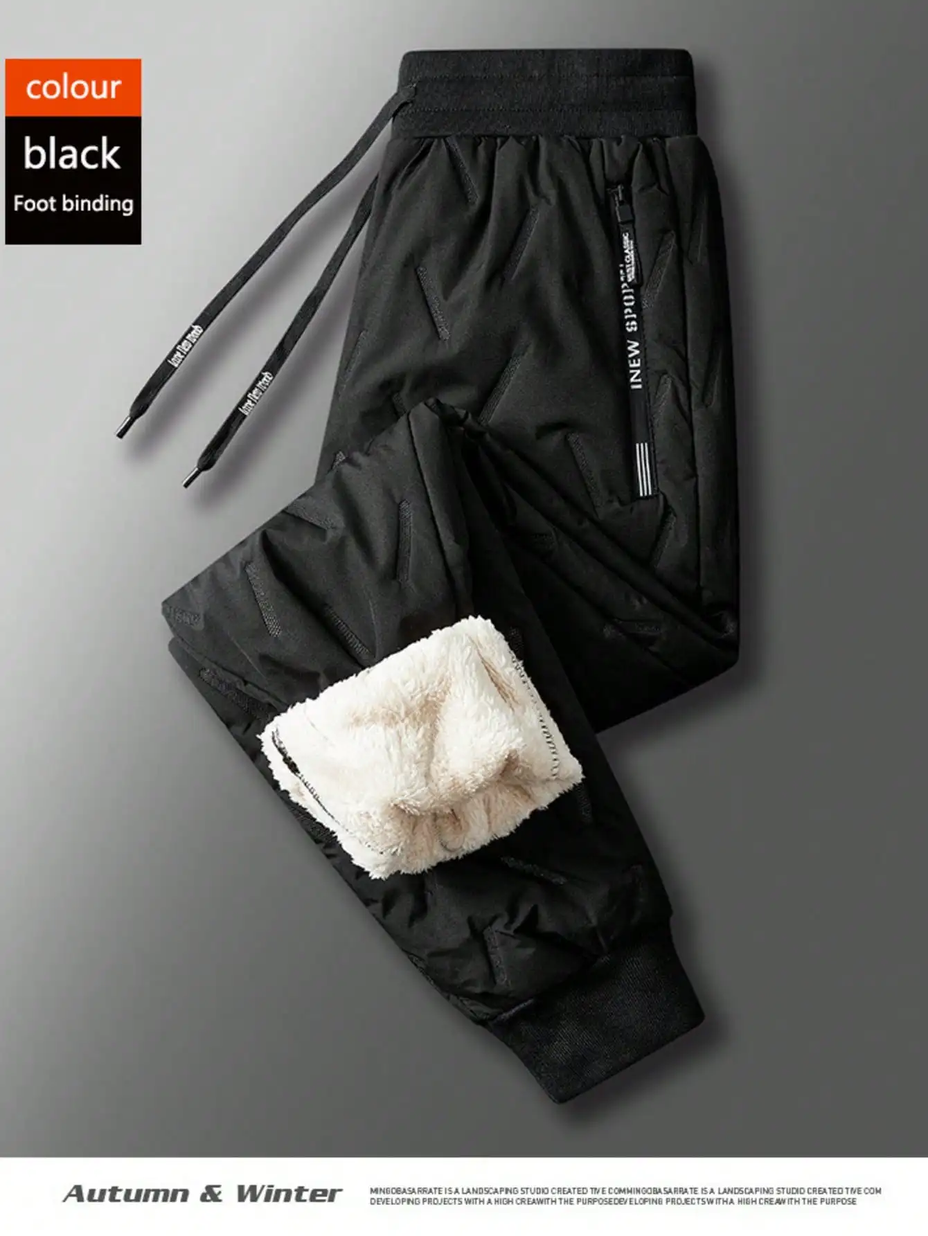 

Мужские черные теплые джоггеры на флисовой подкладке для осени и зимы, для активного отдыха