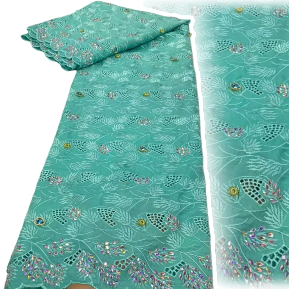 

African Chiffon Cotton Guipure Fabric 2025 Best Quality Austria Chiffon Lace with Crystal Stone for Wedding Evening Dress CC1783