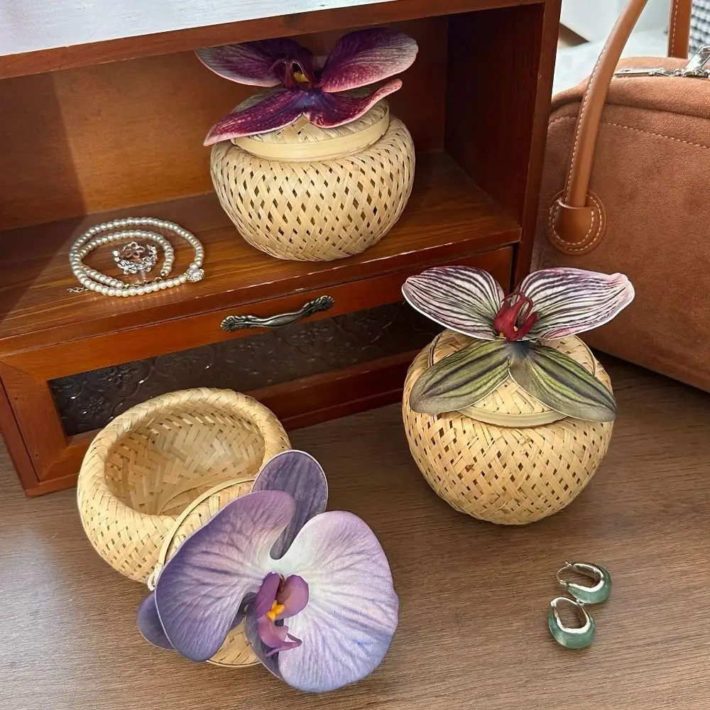 

Large Capacity Bamboo Weave Jewelry Box Flower Jewelry Case Jewelry Display Tray Storage Box Earrings Earring Organizer