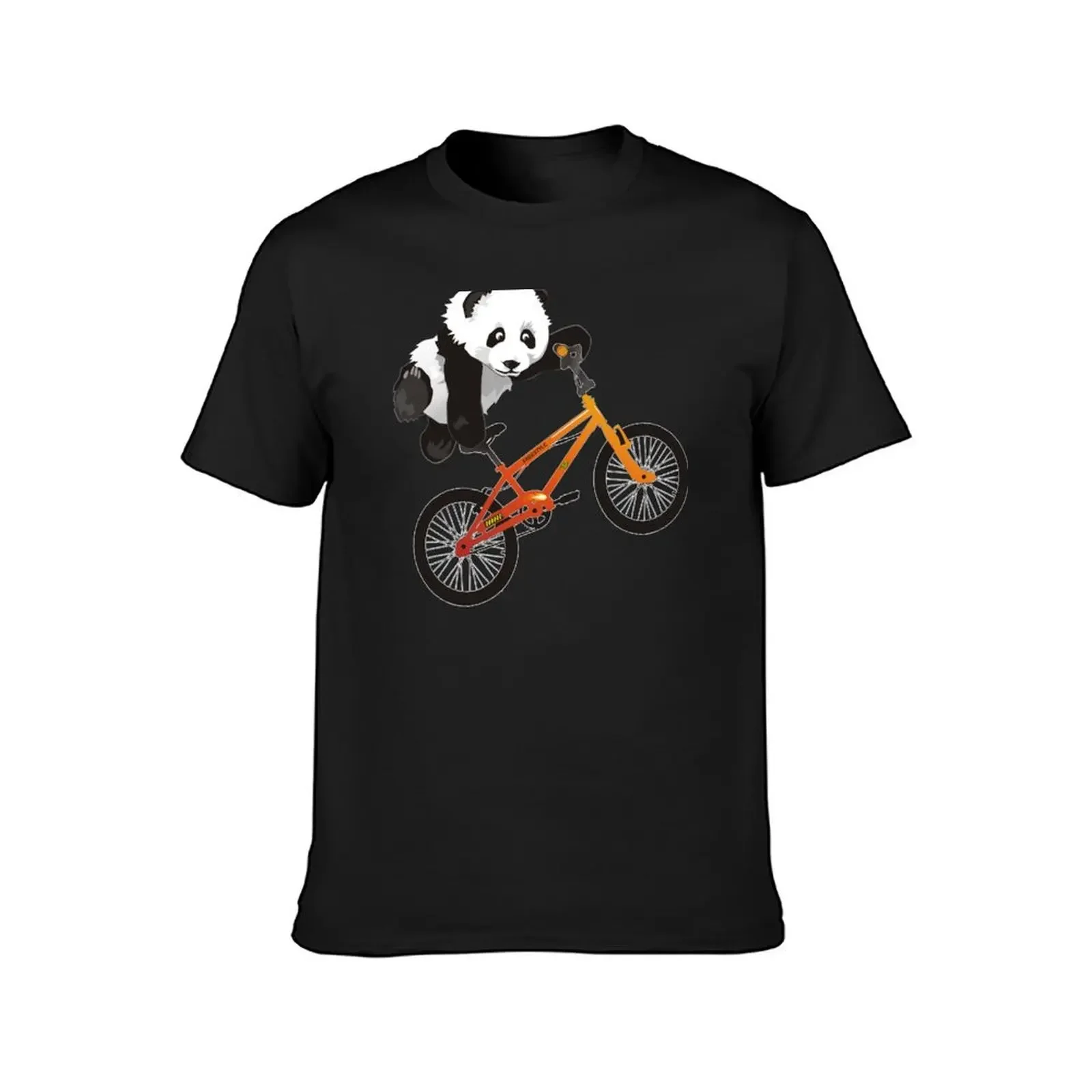 Panda play with bike stunt T-Shirt anime figures vintage customizeds clothes for men