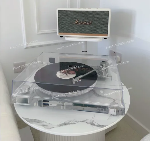 X10 vinyl record player has a high-level sleek appearance with transparent and luminous retro design.