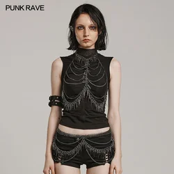 PUNK RAVE Women's Punk Metal Rivets Harness Chain Form A Rib Shape Gothic Party Club Fashion Personalized Cosplay Accessories