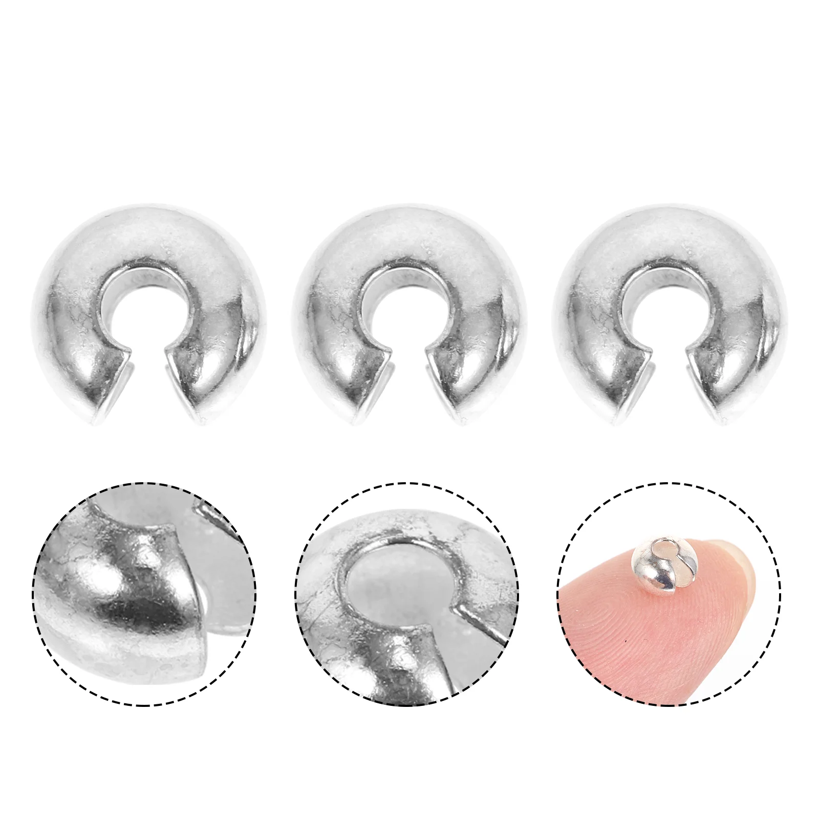 3 PCS Positioning Beads Jewelry Crimp Knot Cover DIY Major Accessories Silver Making Open Neat