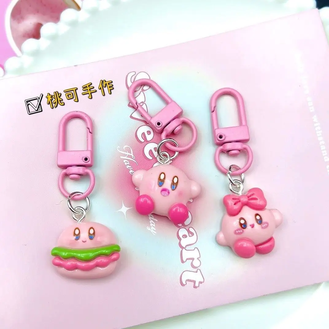 Kirby Cute Pink Keychain Resin Super Adorable Student Backpack Pencil Case Pendant Accessory Gift for Friends Fun Present view 5