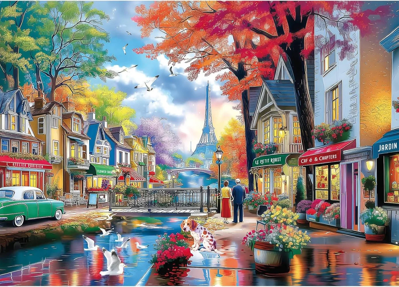 Parigi Dog Bird Town Adulto 120/300/520/1314 pezzi Puzzle in legno Riduzione dello stress Giocattoli educativi per bambini Gioco regalo di Natale