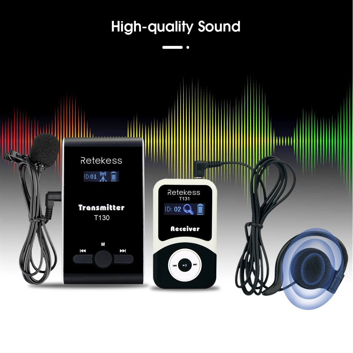 RETEKESS T130 T131 Tourguide-System, drahtloses Funkführungssystem, Audio-Guide, Mikrofon, Sender, Empfänger für Konferenzen, Besichtigungen, Tourismus – Detail 8