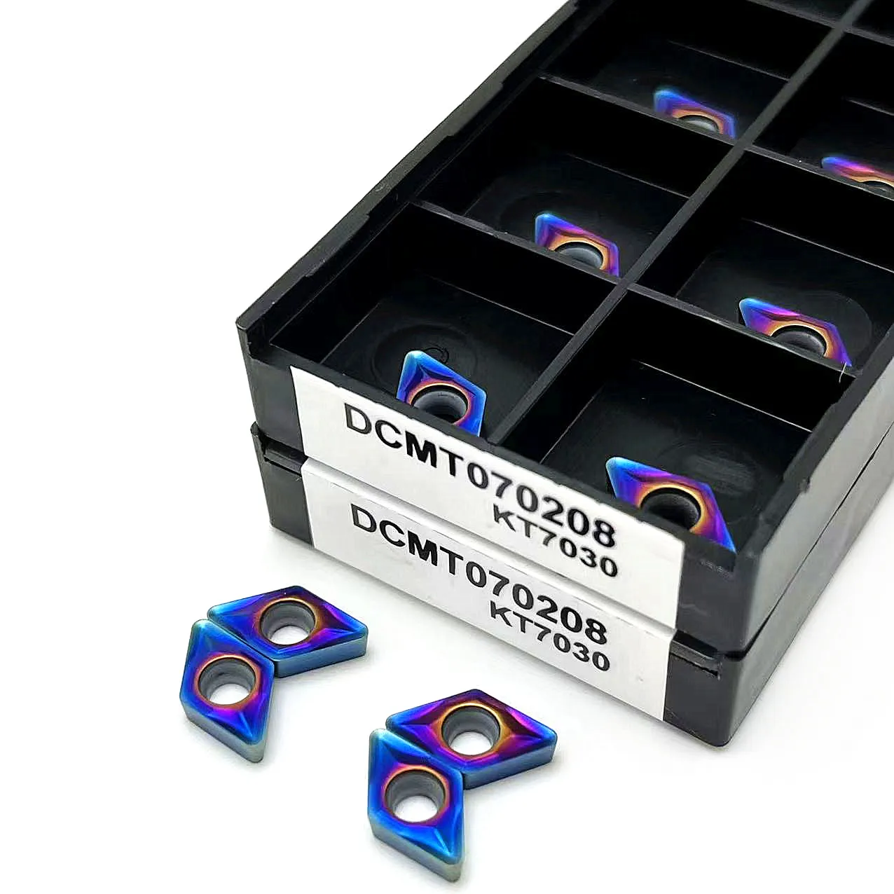 CNC 카바이드 인서트 DCMT 070204 터닝 나이프 블레이드 선반 블레이드, 나노 블루 도구 DCMT070204 KT7030, 내부 터닝 도구, 10 개 