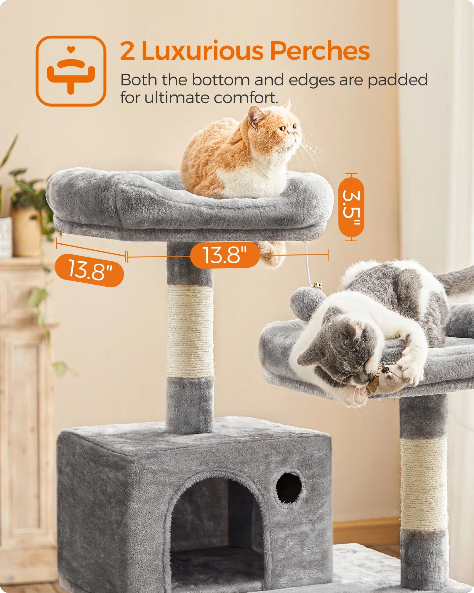 

-Modern Large Cat Trees & Scratcher Sisal Pet Cat Tower Wholesale Cat Tree House