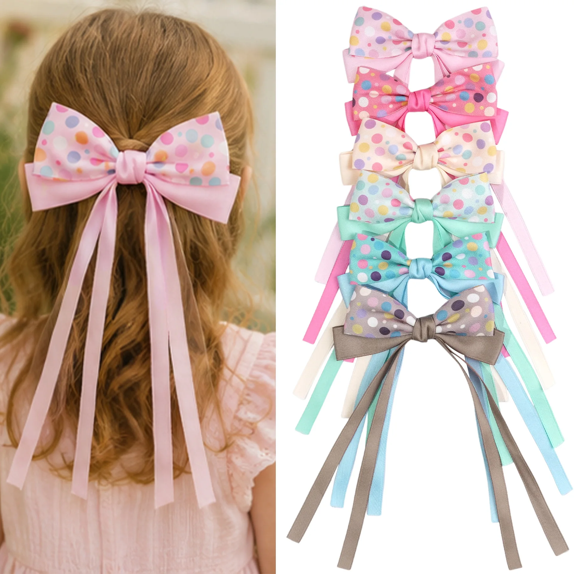 30pc-kids-hair-accessories-set-for-girls-long-tassel-ribbon-bow-hair-clips-dot-print-hairpins-fashionable-hairgrips-bulk-pack