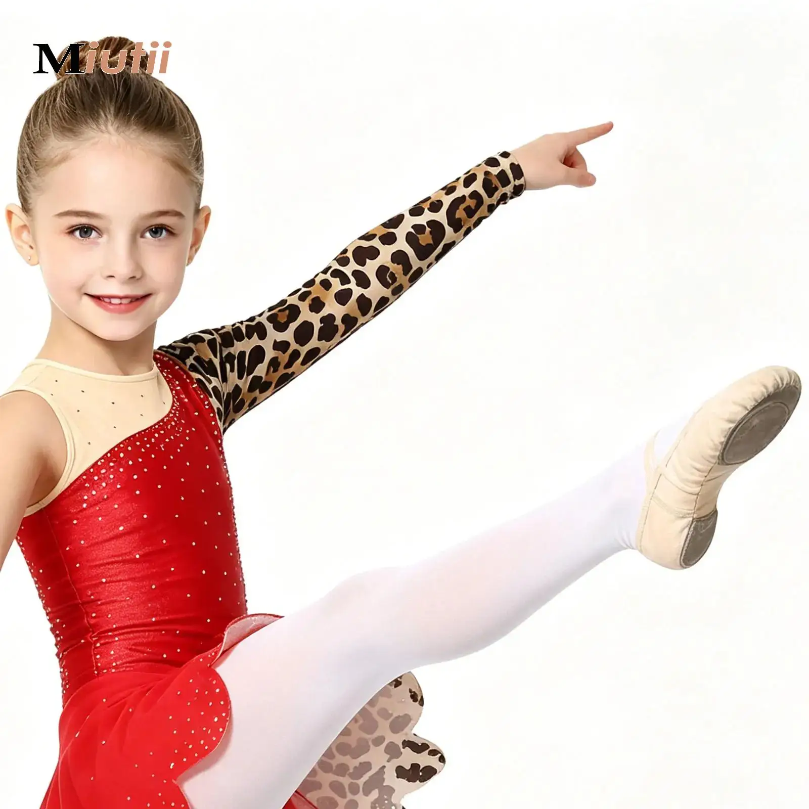 

Kids Girls Ballet Dance Leotard Dress Rhinestones Gymnastics Skirted Bodysuit Figure Ice Skating Lyrical Performance Costume