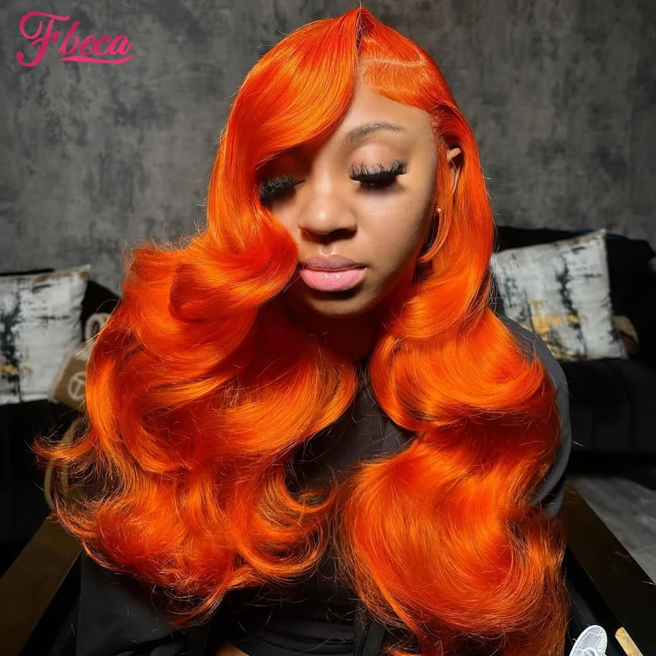 

Body Wave 13x4 HD Lace Front Wig Human Hair Ginger Orange Transparent Lace Frontal Wigs Pre Plucked Human Hair Wig for Women